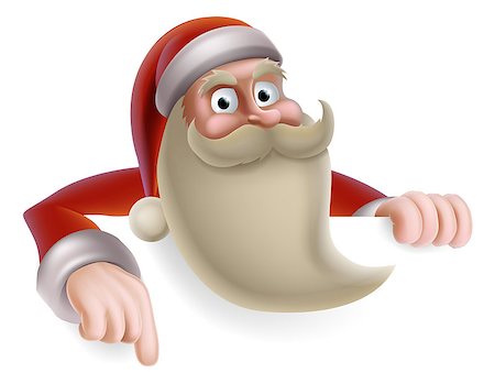 Cartoon Christmas illustration of cartoon Santa Claus pointing at a banner Photographie de stock - Aubaine LD & Abonnement, Code: 400-07216355