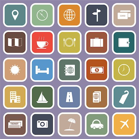 simsearch:400-07114343,k - Travel flat icons on violet background, stock vector Stock Photo - Budget Royalty-Free & Subscription, Code: 400-07216634