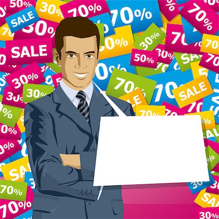 entrepreneur human sale - Sale concept. Vector business man in suit with folded hands. All layers well organized and easy to edit Stock Photo - Budget Royalty-Free & Subscription, Code: 400-07216638