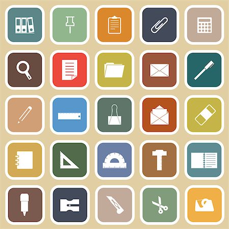 ruler icon - Stationary flat icons on yellow background, stock vector Stock Photo - Budget Royalty-Free & Subscription, Code: 400-07216630