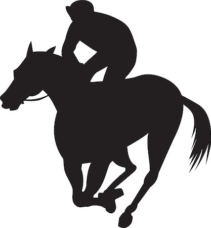 Illustration of a horse and jockey racing silhouette on isolated white background done in retro style. Stock Photo - Budget Royalty-Free & Subscription, Code: 400-07216887