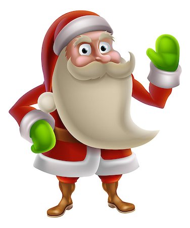 Illustration of a cartoon Christmas Santa charcter waving Photographie de stock - Aubaine LD & Abonnement, Code: 400-07217010