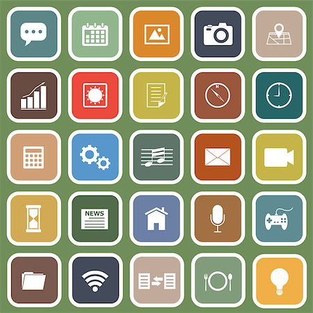 Application flat icons on green background, stock vector Stock Photo - Budget Royalty-Free & Subscription, Code: 400-07217147