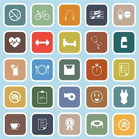 Wellness flat icons on blue background, stock vector Stock Photo - Budget Royalty-Free & Subscription, Code: 400-07217297