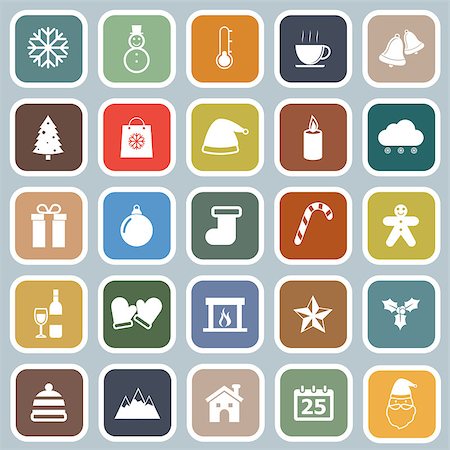 simsearch:400-04149556,k - Winter flat icons on blue background, stock vector Stock Photo - Budget Royalty-Free & Subscription, Code: 400-07217298