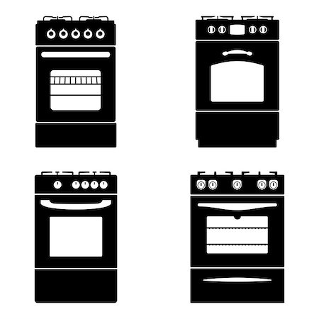 Set of gas stove icons Stock Photo - Budget Royalty-Free & Subscription, Code: 400-07217370