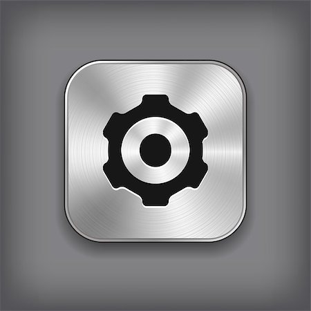 Gear icon - vector metal app button Photographie de stock - Aubaine LD & Abonnement, Code: 400-07217528