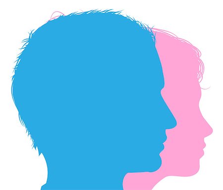 Couple faces silhouettes in profile, conceptual illustration of a man and woman Stock Photo - Budget Royalty-Free & Subscription, Code: 400-07217603