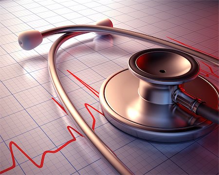 simsearch:400-07222508,k - Stethoscope on a graph of the patient's heartbeat. Clipping path included. Photographie de stock - Aubaine LD & Abonnement, Code: 400-07218286