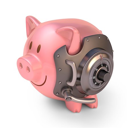 simsearch:400-07218287,k - Piggy bank secured with steel door and access code. Clipping path included. Stock Photo - Budget Royalty-Free & Subscription, Code: 400-07218287