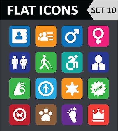 disabled blind - Universal Colorful Flat Icons. Set 10. Stock Photo - Budget Royalty-Free & Subscription, Code: 400-07218379