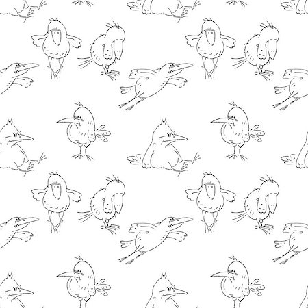 Seamless pattern with cartoon birds. Stock Photo - Budget Royalty-Free & Subscription, Code: 400-07218738