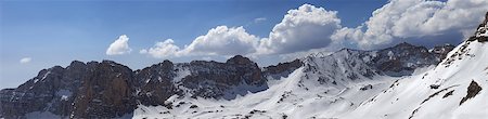 panoramic rock climbing images - Panorama of snowy mountains in nice sunny day. Turkey, Central Taurus Mountains, Aladaglar (Anti-Taurus), plateau Edigel (Yedi Goller) Foto de stock - Super Valor sin royalties y Suscripción, Código: 400-07219204