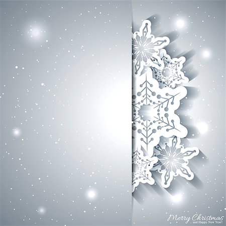 simsearch:400-07103223,k - Christmas Snowflake Greeting Card with White Silver Background Stock Photo - Budget Royalty-Free & Subscription, Code: 400-07219506