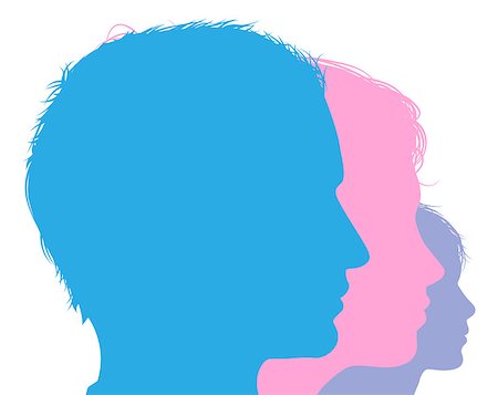 simsearch:400-07216352,k - Family face silhouettes in profile, father mother and child. Photographie de stock - Aubaine LD & Abonnement, Code: 400-07219553