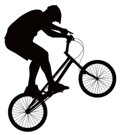 Bike trick detailed vector silhouette. Sports design Stock Photo - Budget Royalty-Free & Subscription, Code: 400-07210664