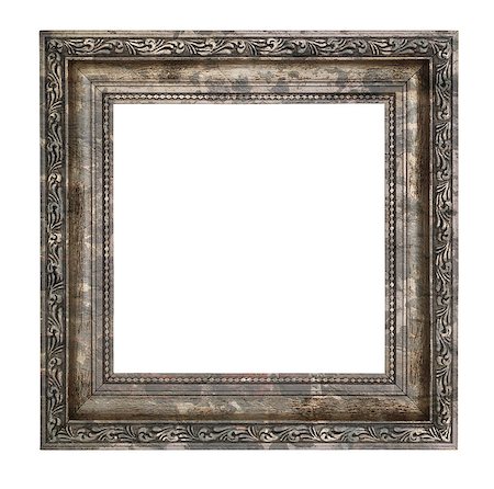 dirty photo frame - Ruined wooden frame with thick border isolated on white background Stock Photo - Budget Royalty-Free & Subscription, Code: 400-07211755