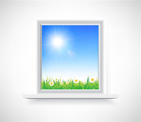 sermax55 (artist) - Plastic window with a view of the chamomile field Stock Photo - Budget Royalty-Free & Subscription, Code: 400-07211761