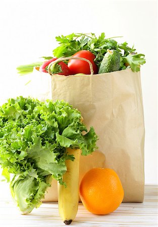 simsearch:400-04605857,k - set of different convenience food (vegetables fruit) in a paper bag Stock Photo - Budget Royalty-Free & Subscription, Code: 400-07212147