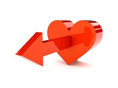 simsearch:400-07216352,k - Big red heart with arrow pointing forward. Concept 3D illustration. Photographie de stock - Aubaine LD & Abonnement, Code: 400-07212190
