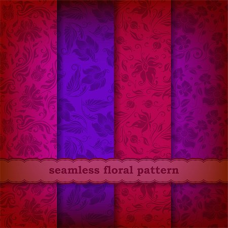 simsearch:400-05879441,k - Set of 4 seamless floral pattern. Decorative flowers on a background. In vintage style. EPS10. Stock Photo - Budget Royalty-Free & Subscription, Code: 400-07212606
