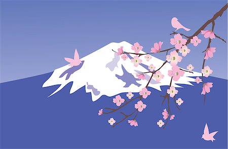 simsearch:400-04882926,k - vector cherry blossom and Fuji mountain Stock Photo - Budget Royalty-Free & Subscription, Code: 400-07213390