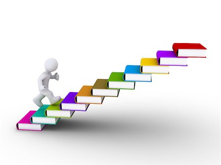 3d person running up the steps of a ladder made of books Stock Photo - Budget Royalty-Free & Subscription, Code: 400-07213964