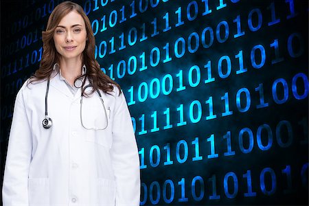 Composite image of happy brunette doctor looking at camera Stock Photo - Budget Royalty-Free & Subscription, Code: 400-07226573