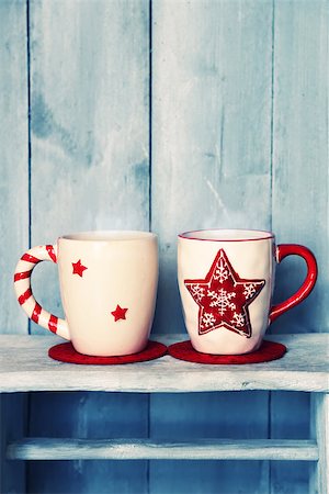 Retro photo of two cute coffee cups Stock Photo - Budget Royalty-Free & Subscription, Code: 400-07221001