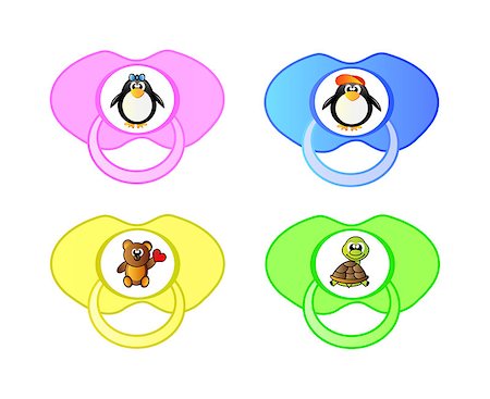 pacifier icon - Vector icon of pacifier. Collection set with penguin, teddy bear and turtle. For boy and girl babies. Stock Photo - Budget Royalty-Free & Subscription, Code: 400-07221363