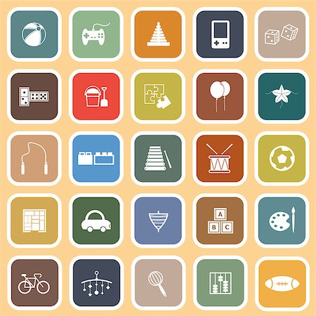 Toy flat icons on orange background, stock vector Stock Photo - Budget Royalty-Free & Subscription, Code: 400-07222736