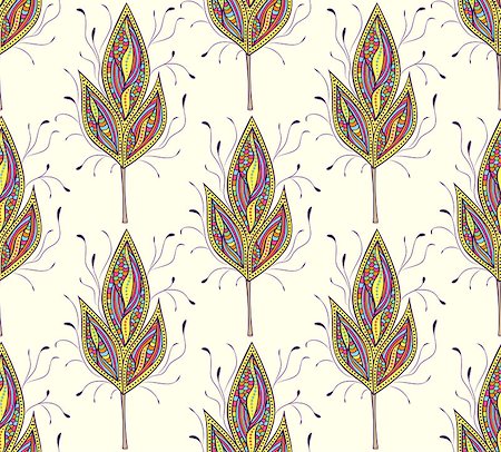 simsearch:400-07049687,k - Vector illustration of seamless pattern with abstract colorfull leaves Stock Photo - Budget Royalty-Free & Subscription, Code: 400-07223435