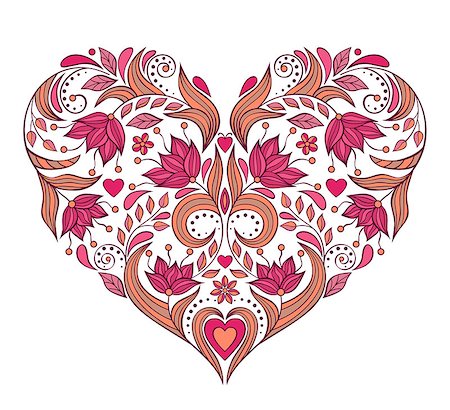 decoration vector - Vector illustration of floral colorful heart isolated on white background. Stock Photo - Budget Royalty-Free & Subscription, Code: 400-07223447