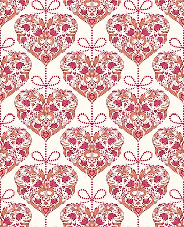 Vector illustration of seamless pattern with floral colorful hearts Stock Photo - Budget Royalty-Free & Subscription, Code: 400-07223448