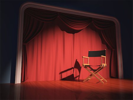 Director's chair on the stage illuminated by floodlights. Stock Photo - Budget Royalty-Free & Subscription, Code: 400-07223598