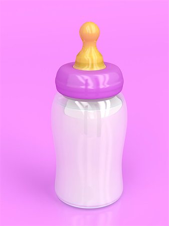 simsearch:400-06751007,k - Baby bottle with milk on shiny purple background Stock Photo - Budget Royalty-Free & Subscription, Code: 400-07245114