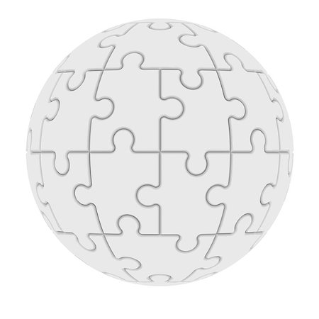 simsearch:400-07578126,k - Sphere consisting of puzzles. Isolated render on a white background Stock Photo - Budget Royalty-Free & Subscription, Code: 400-07245954