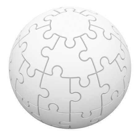 simsearch:400-07578126,k - Sphere consisting of puzzles. Isolated render on a white background Stock Photo - Budget Royalty-Free & Subscription, Code: 400-07245959