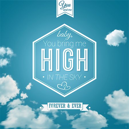 Lovely poster in retro style on a summer sky background. Lettering and background can be used separately. Typographical design. Vector image. Stock Photo - Budget Royalty-Free & Subscription, Code: 400-07246196