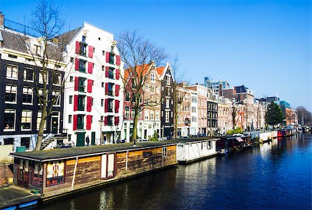 Classical Amsterdam view on a canal, the Netherlands Stock Photo - Budget Royalty-Free & Subscription, Code: 400-07248347