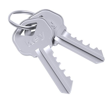 Metal keys. Isolated render on a white background Stock Photo - Budget Royalty-Free & Subscription, Code: 400-07249007