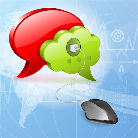 simsearch:400-06737278,k - Social Media Concept - Mouse Connected to Icons Speech Bubbles, vector illustration Stock Photo - Budget Royalty-Free & Subscription, Code: 400-07249632