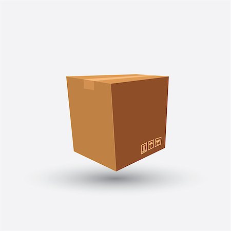simsearch:400-06073227,k - cardboard box carton container with shadow on grey background Stock Photo - Budget Royalty-Free & Subscription, Code: 400-07249921