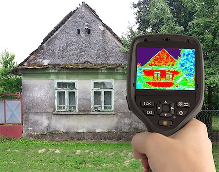 Heat Loss Detection of the House With Infrared Thermal Camera Stock Photo - Budget Royalty-Free & Subscription, Code: 400-07243552