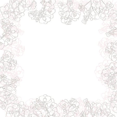 simsearch:400-05685192,k - Hand drawn illustration of a greetings card or cover with pink and grey orchids frame, shabby chic motif with flowers Stock Photo - Budget Royalty-Free & Subscription, Code: 400-07243702