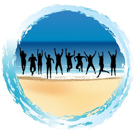 Group of happy people jumping at the seaside Stock Photo - Budget Royalty-Free & Subscription, Code: 400-07243901