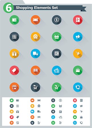 simsearch:400-04097382,k - Set of the simple flat shopping related icons Stock Photo - Budget Royalty-Free & Subscription, Code: 400-07254105