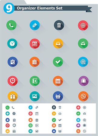 shopping bag icon illustration - Set of the simple flat organizer elements icons Stock Photo - Budget Royalty-Free & Subscription, Code: 400-07254108