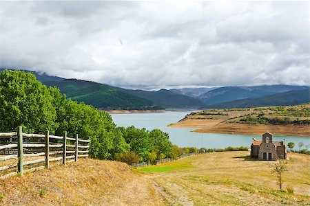 simsearch:400-04636750,k - Church on the Lake in the Cantabrian Mountain Stock Photo - Budget Royalty-Free & Subscription, Code: 400-07256492