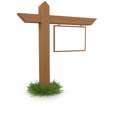 simsearch:400-04229535,k - Wooden signboard in the grass. Isolated render on a white background Photographie de stock - Aubaine LD & Abonnement, Code: 400-07256544